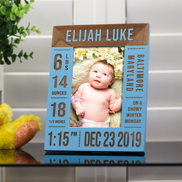 Birth Announcement Picture Frame, Personalized Baby Frame, Nursery Decor, Newborn Gift, Baby Girl, Baby Boy