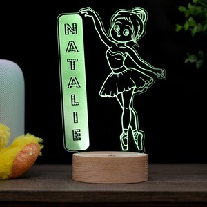 Ballerina Decor Lamp, Personalized Night Light, Kids Room, Dance Gift, Nursery Baby Name Sign, Premium HoloGLO 画像 2