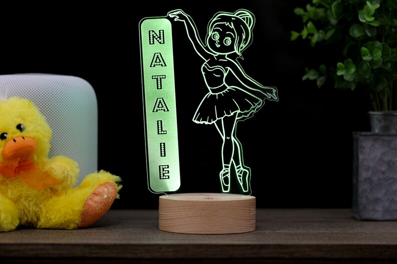 Ballerina Decor Lamp, Personalized Night Light, Kids Room, Dance Gift, Nursery Baby Name Sign, Premium HoloGLO 画像 2