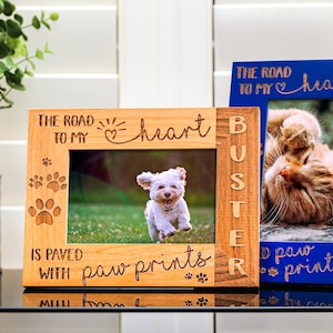 Dog or Cat Personalized Picture Frame, Pet Lover Gift, Memorial, Pet Portrait
