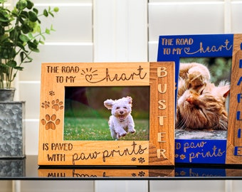 Dog or Cat Personalized Picture Frame, Pet Lover Gift, Memorial, Pet Portrait