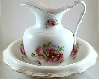 W. S. George Wash Bowl and Pitcher "Queen" Pattern