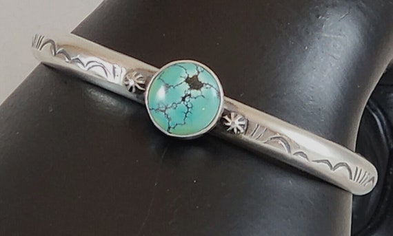 Sterling Silver Tane Turquoise Cuff Bracelet - image 3