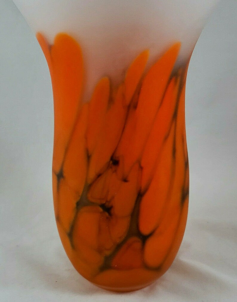 Lg Hand Blown Polish Tarnowiec Art Glass Vase Poland Opaque Etsy