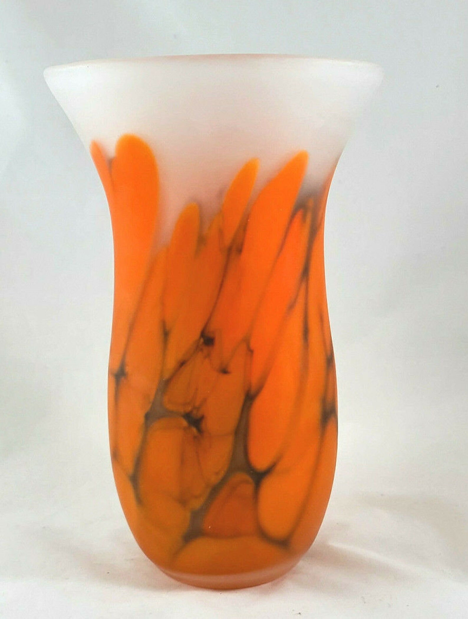 Lg Hand Blown Polish Tarnowiec Art Glass Vase Poland Opaque Etsy