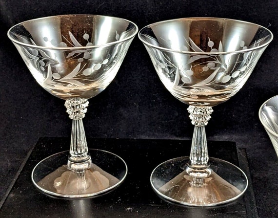 Four Antique Fostoria Cynthia Clear Depression Glass Cut Glass