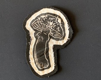 Psychic Mushroom Patch: Handmade Linocut and Iron-on Patch