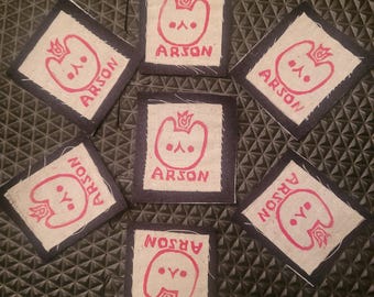 Fire Craving Rabbit Patch: Handmade Linocut and Iron-on Patch