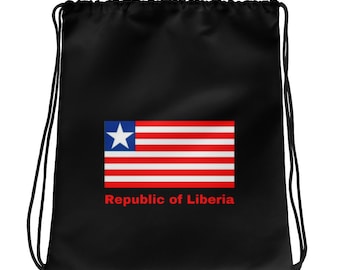 Liberianische Flagge Drawstring Tasche - schwarz