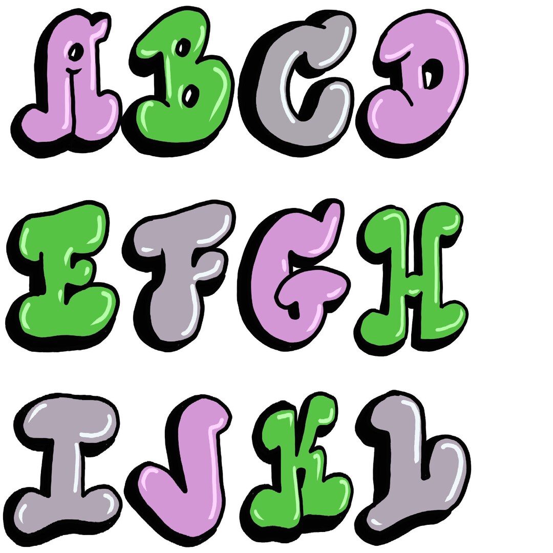 Bubble Letters SVG Cut File PNG - Etsy