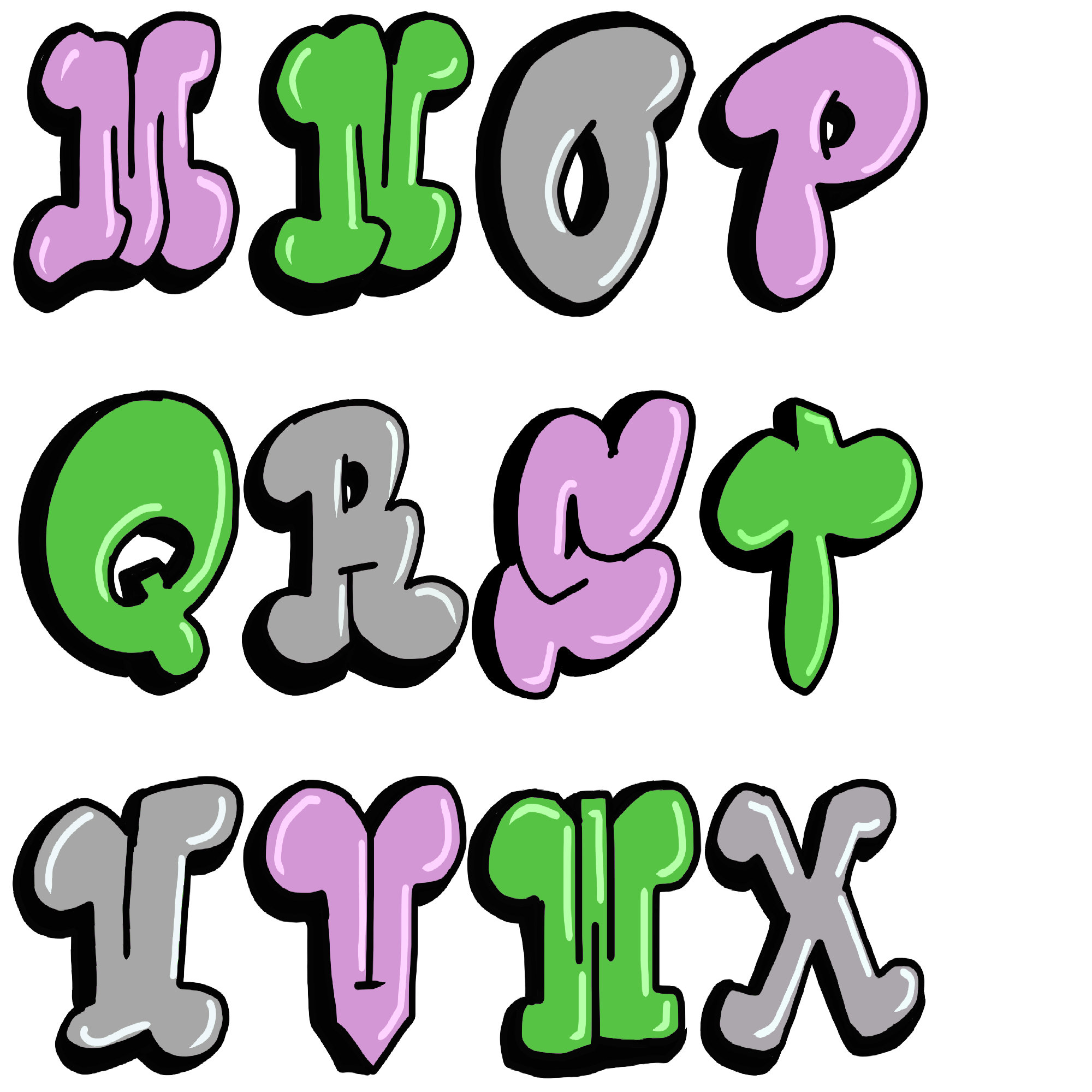 Bubble Letters SVG Cut File PNG | Etsy