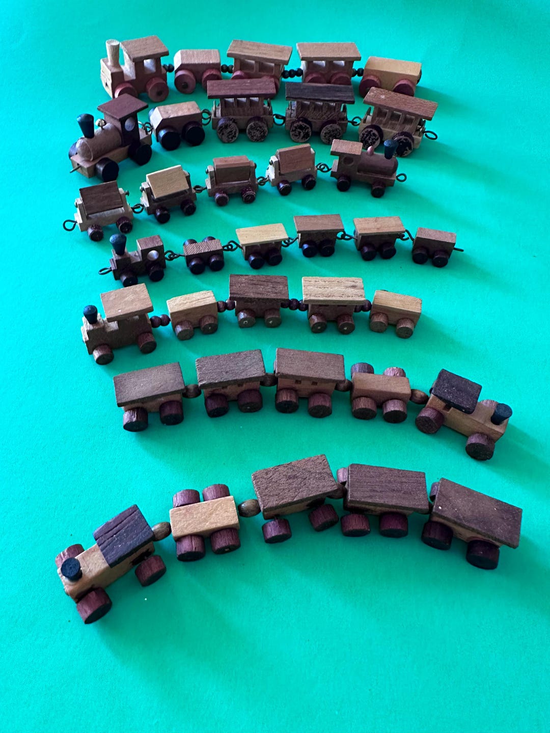 Compass Mini Train Wooden Mini Trains Lot of 7 Vintage From the 1970s From 4.5” to 7