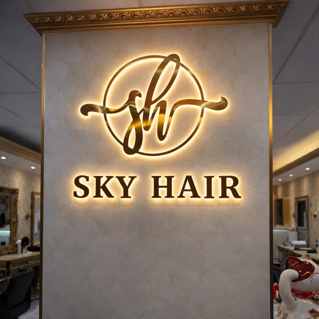 Custom 3D Acrylic Logo Sign – LED Backlit Business Decor for Salon ...