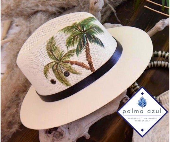 Palm Tree Hand Painted Panama Hat 