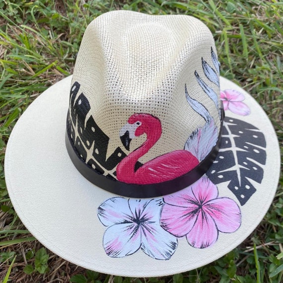 Pink Flamingo With Black Leaves Hand 