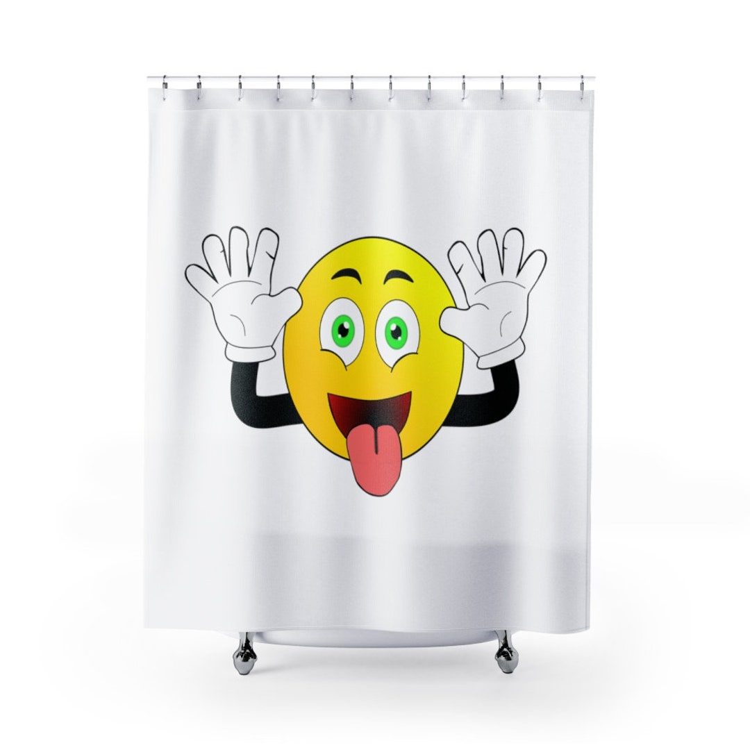 Emoji Shower Curtains Funny Shower Curtain Shower Curtain Etsy