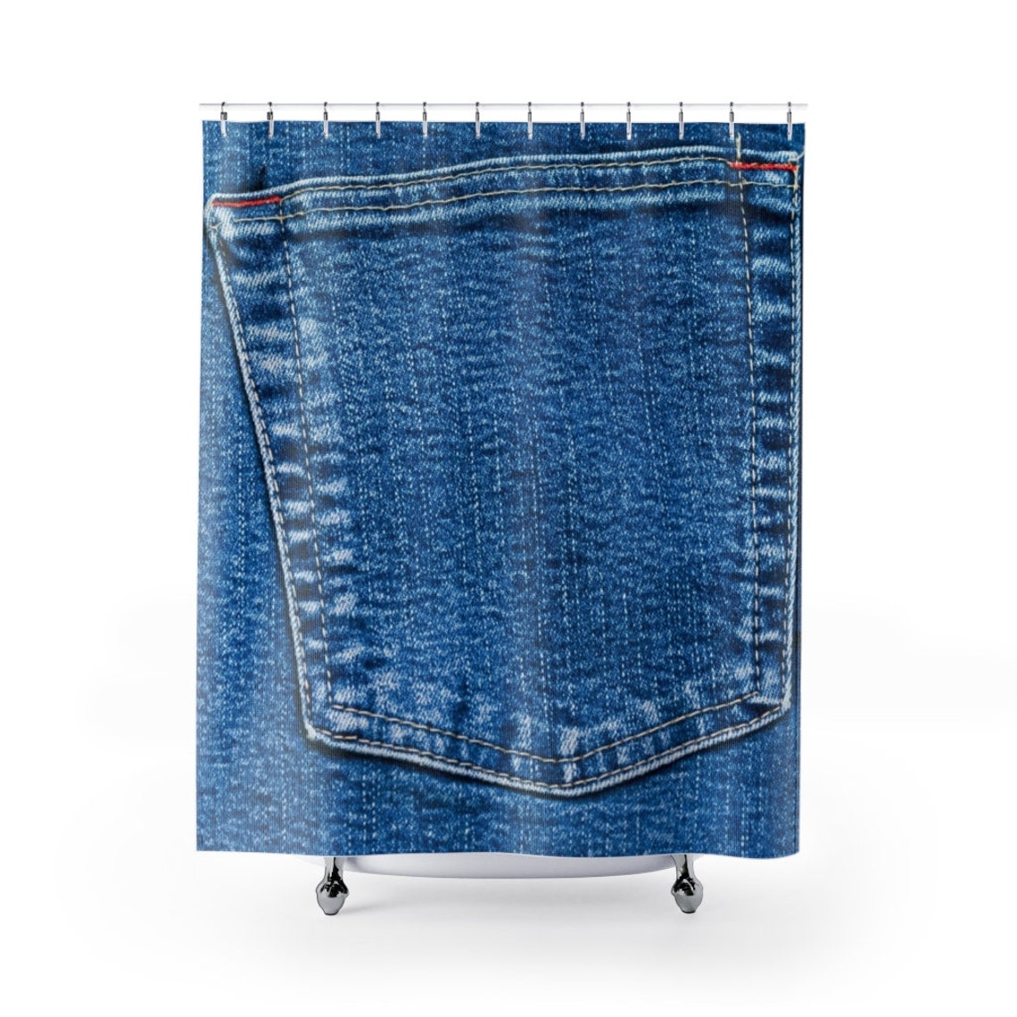 Light Blue Denim Look Shower Curtains. Farmhouse Shower Etsy Canada