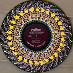 Burgundy & Yellow Dot Painted Mandala Record