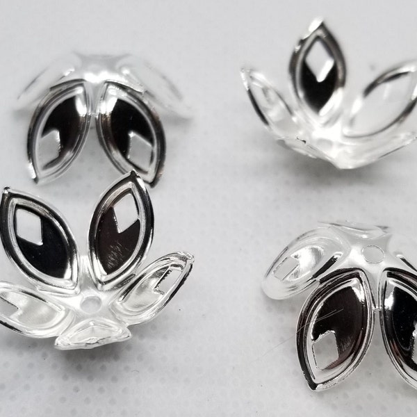 20 pieces Extra Large Silver Bead Caps, Silver Color Plated, Flower shape, 18mm x 8mm, hole 2mm, end cap, tassel cap, Very Strong