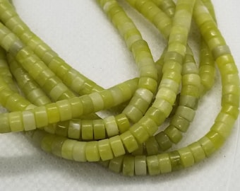 1 strand Unique Natural Chinese Jade Heishi Beads, Heishi Disc, Flat Round Disc, 4x2mm, Hole 0.8mm, about 150pcs/strand, Full 15 inch strand