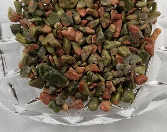 30 grams Natural Unakite Crystal Chips, No Hole, Undrilled, Small to Medium size, about 2~8x2~4mm