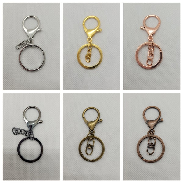 5 pcs Split Ring Key Ring with Extra Large Lobster Claw and Chain, 6 colours, 68mm total length, More details in description