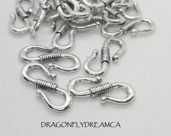 5 pcs 17mm sterling silver S hook clasps CSS202