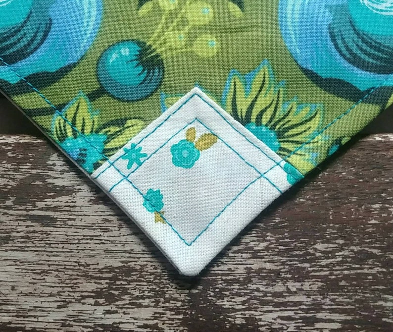 Cat bandana Pet bandana. Reversible and Adjustable Dog bandana Unique Free Spirit Squirrels on Khaki with Flowers