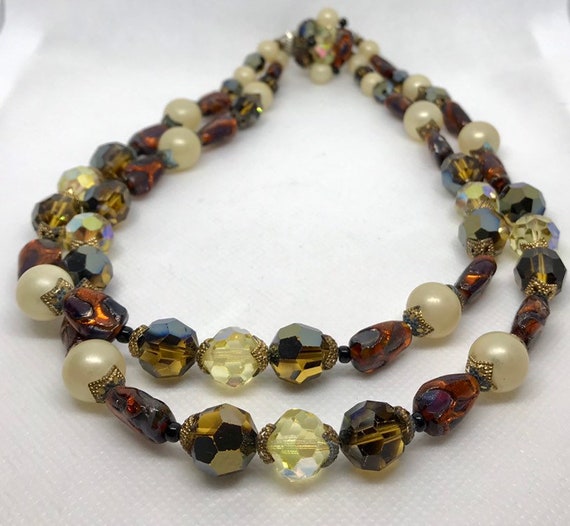 Copper and Faceted Glass Necklace GJ2916