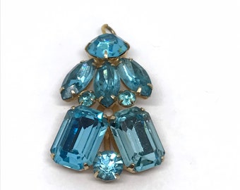 Vintage Blue Rhinestone Multi-Stone  Pendant