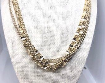 Sarah Coventry Vintage Modern Multi Chain White Gold Tone Multi Strand Necklace