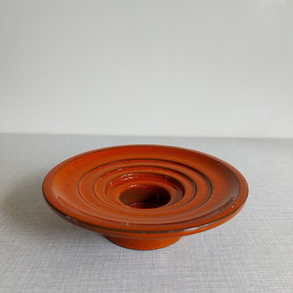 Vintage grote oranje waxinelichthouder aardewerk Gouda