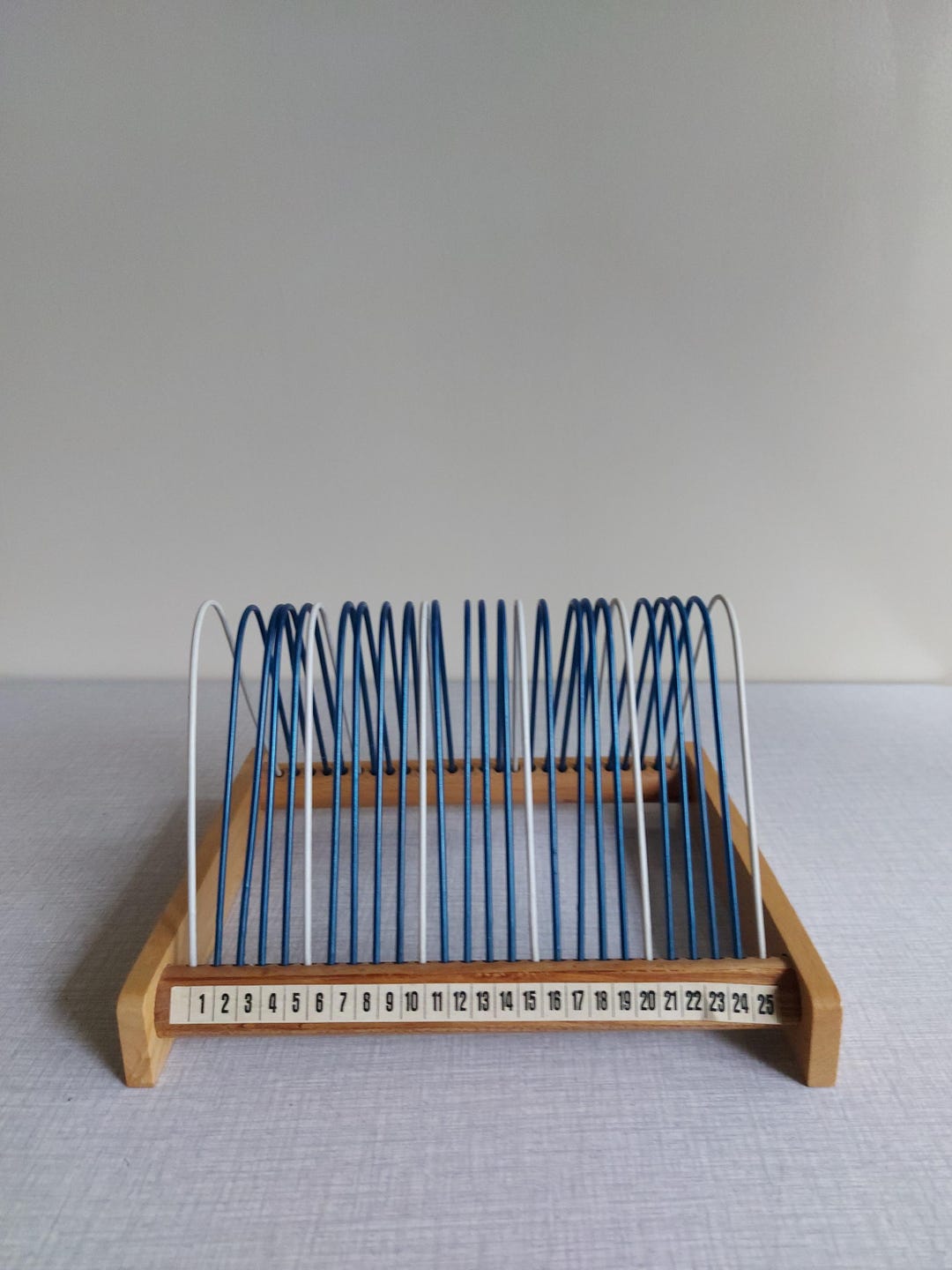 Vintage Record Rack for 25 Vinyl Singles, Wood With Metal, Blue and ...