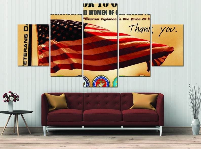 3 Panels US Army Canvas Print 5 Panels US Patriot Wall Art Thank You Veterans Poster Mothers Day Gift Veterans Canvas Art