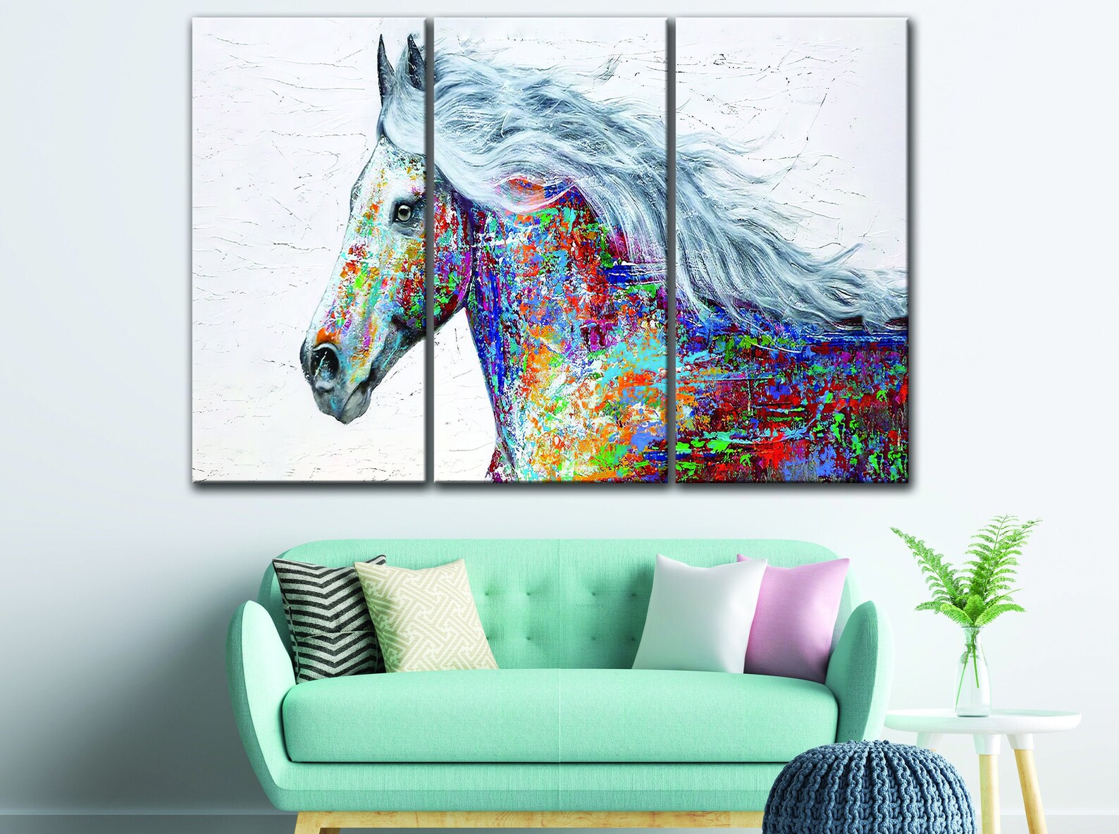 Colorful Horse Canvas Art 5 Panels Abstract Horse Wall Art Etsy