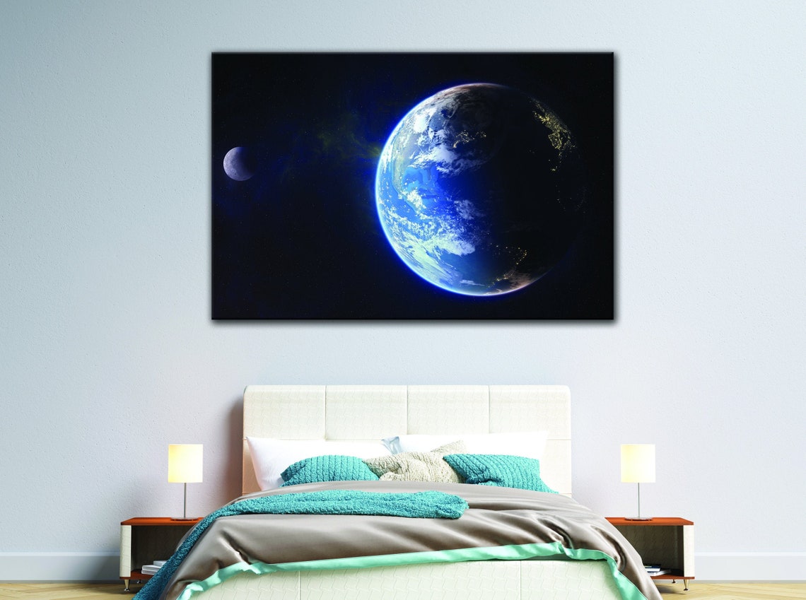 Earth Canvas Art 5 Pieces Globe View Wall Art Globe Etsy