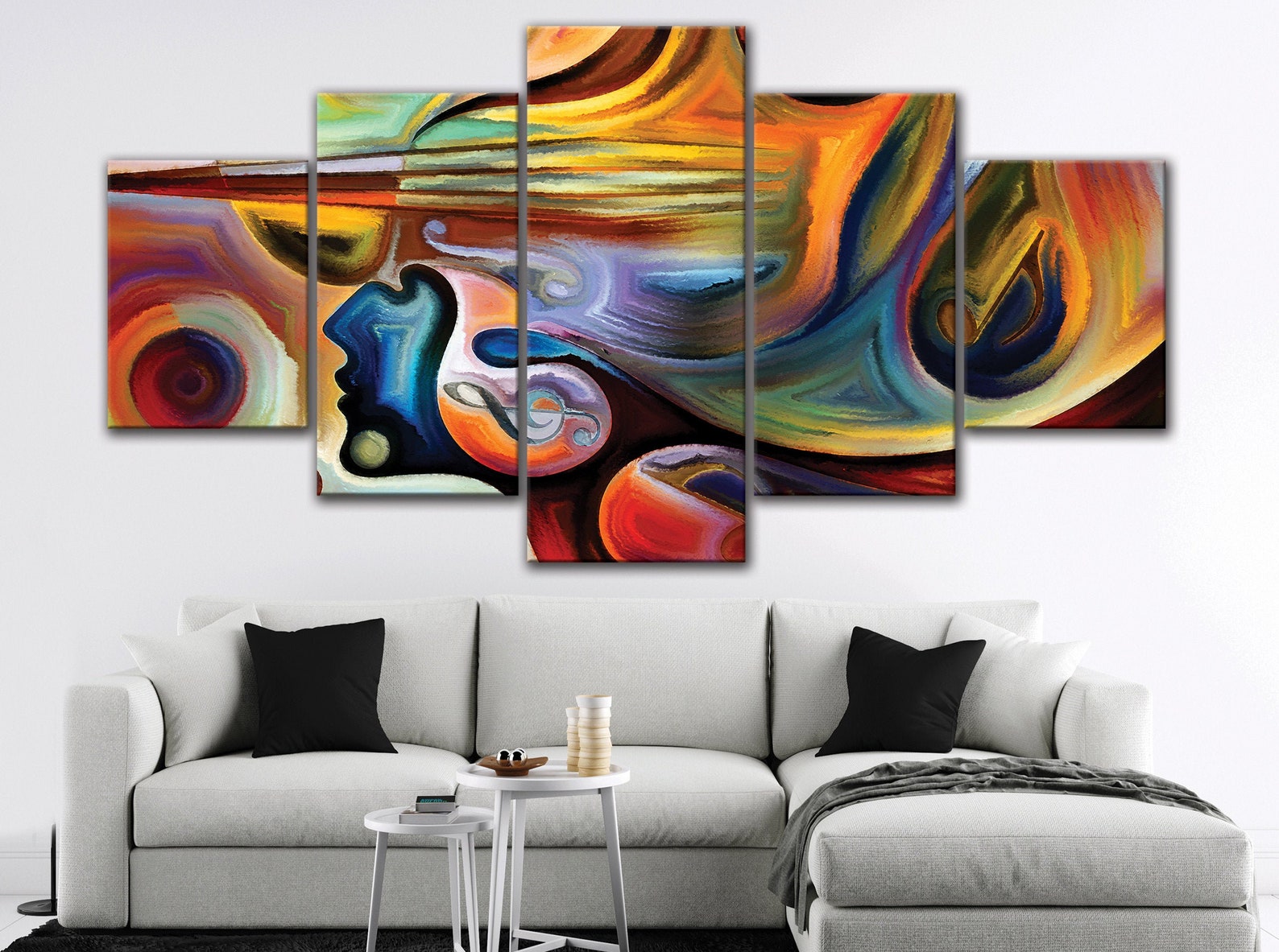 Music Wall Art 5 Panels Music Abstract Canvas Art Inner | Etsy
