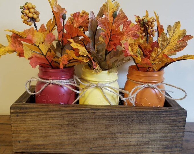 Fall Mason Jar Centerpieces for Table Utensil Caddy for Etsy