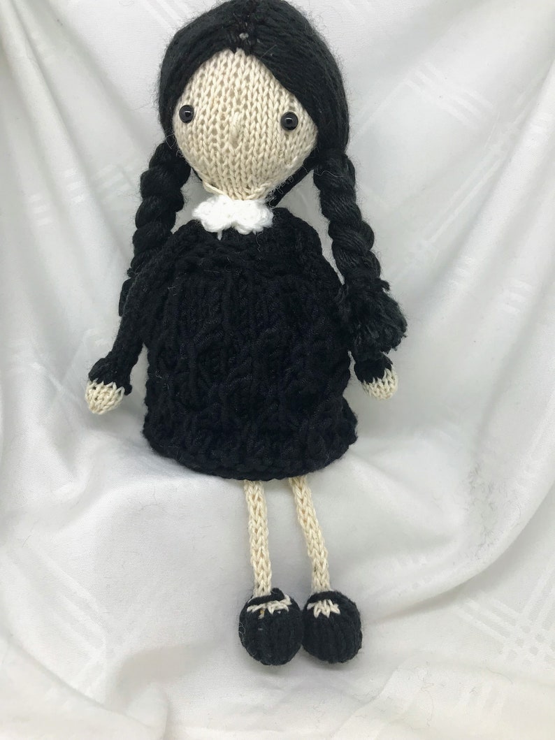 Hand Knit Wednesday Addams Doll Etsy