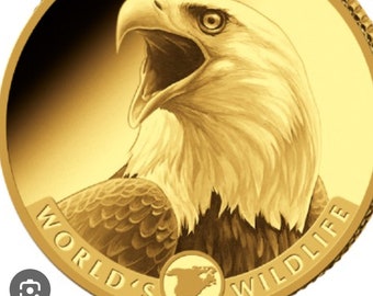 World's Wildlife collection Bald Eagle Gold coin 24k