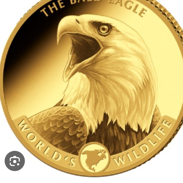 World's Wildlife collection Bald Eagle Gold coin 24k