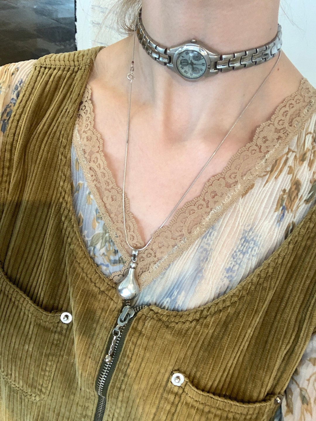 Handmade Watch Choker Necklace with Vintage Mens Silver Etsy Polska