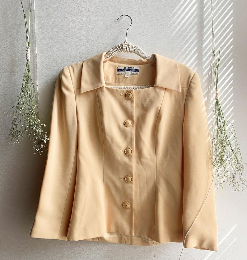 1990s Peach BlazerBlouse with Square Neck by Blume Vintage
