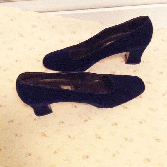 navy blue velvet heels