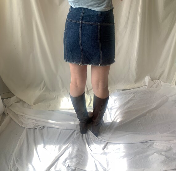 Y2K Raw Edge Denim Mini Skirt by Blume Vintage - image 3
