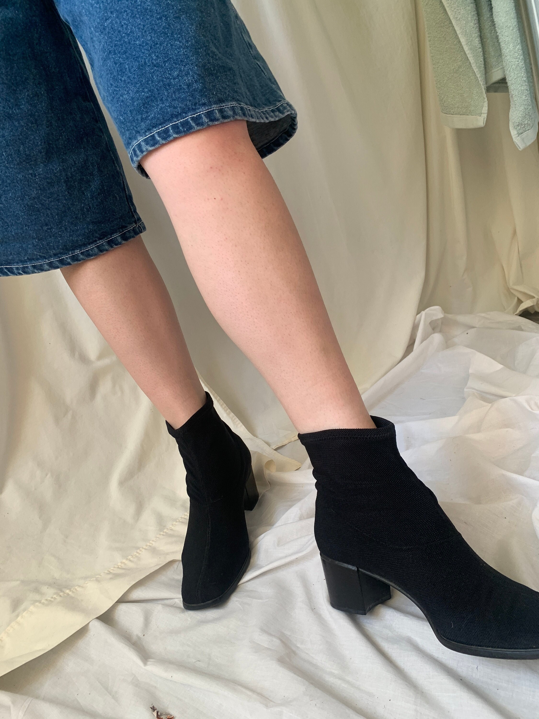 Black Elastic Socks Boots Spring Women's New Square Head Antique Short  Boots Chunky Heel Boots Autumn Thick Heel Women's Boot - Women's Boots 