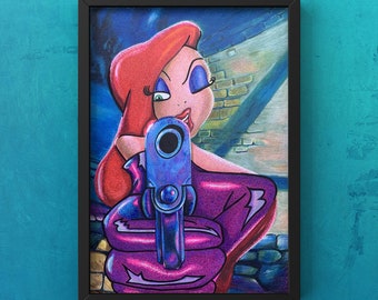 ジェシカ・ラビットの手描きA3アート – ロジャー・ラビット