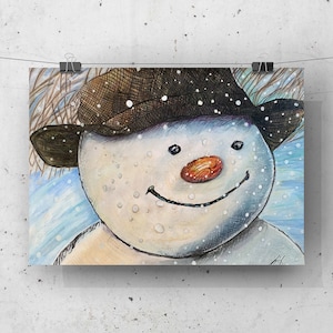 The Snowman - Pastell, Polychromos, Posca und Copic - Original, kein Druck - Handgezeichnete Kunst - A2