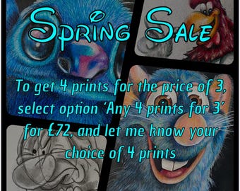A3 Print Offer - Spring Sale, Discount - Pick any 4 prints for the price of 3