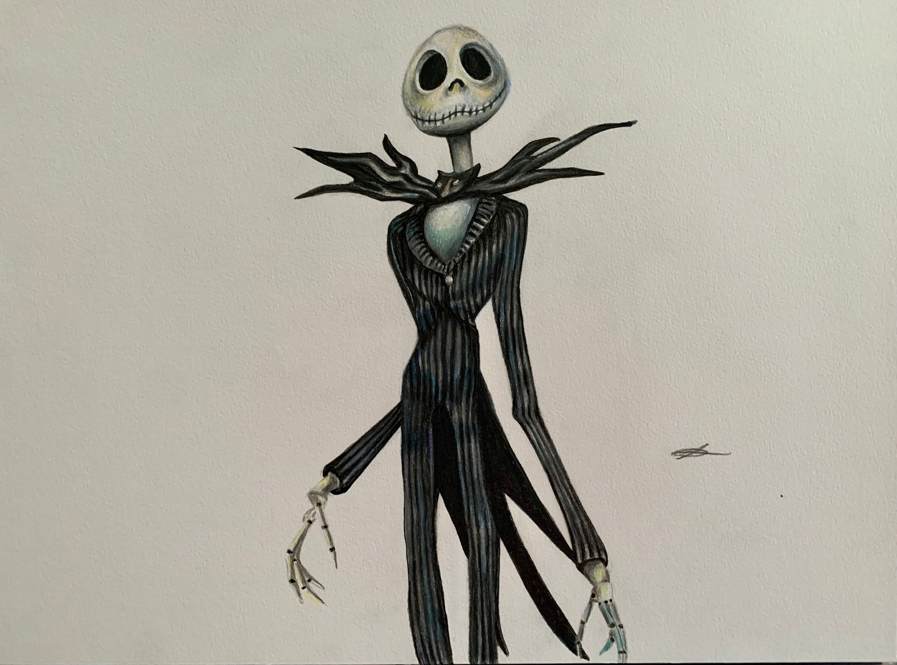 Original Art - Jack Skellington - Nightmare Before Christmas - Copic, Posca  and Polychromos - A3 .br